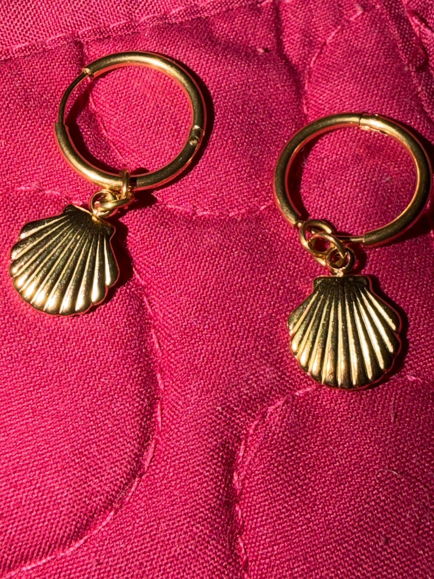 Seashell Gold Huggie Earrings