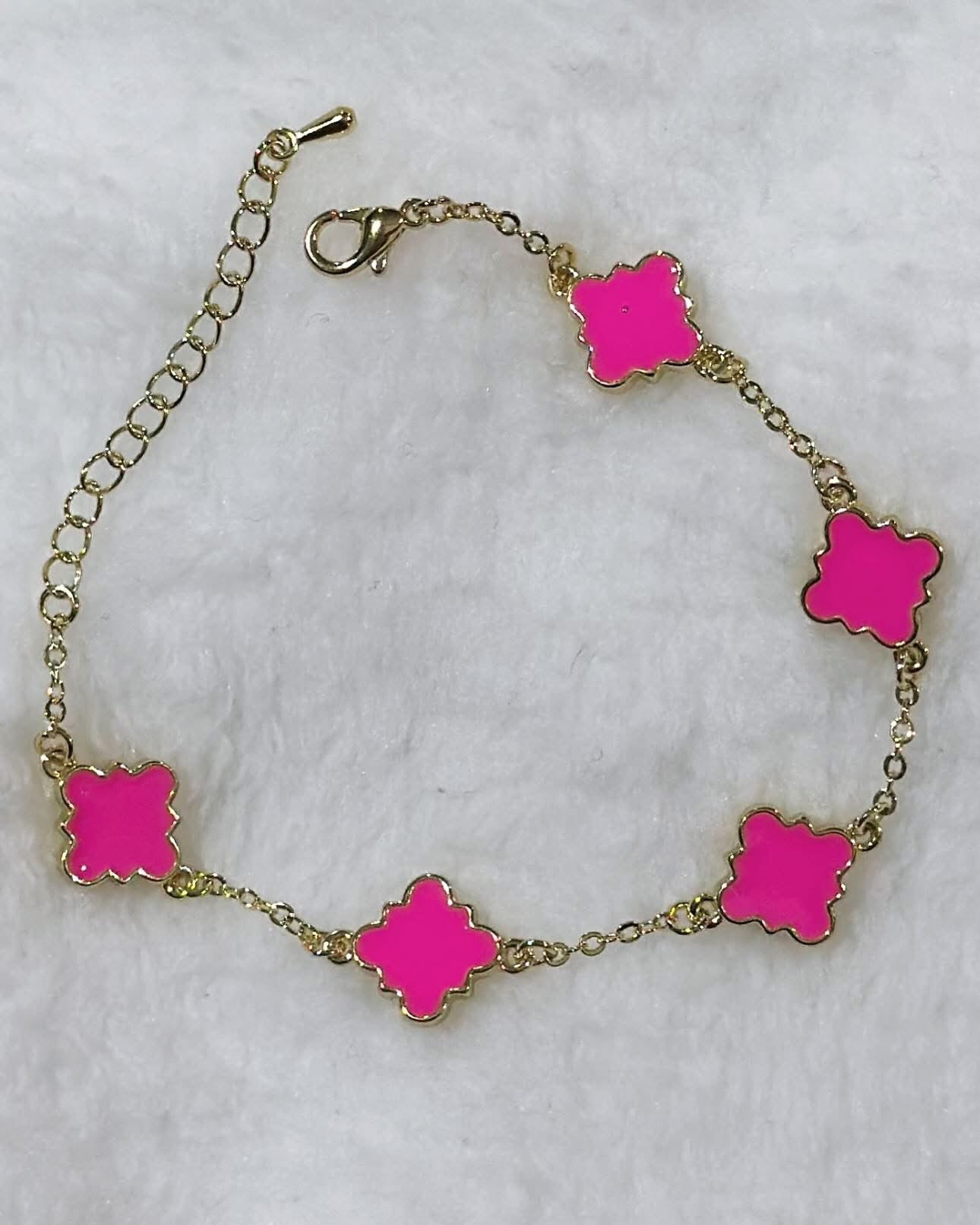 Pink and Gold Chain Bracelet