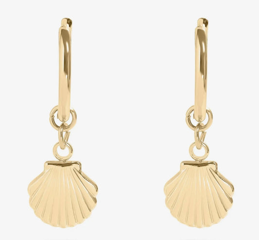 Seashell Gold Huggie Earrings