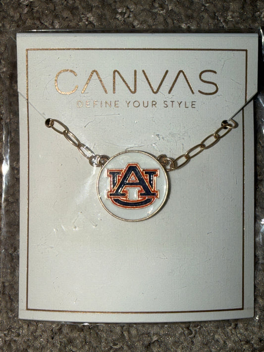 Auburn Logo Necklace White