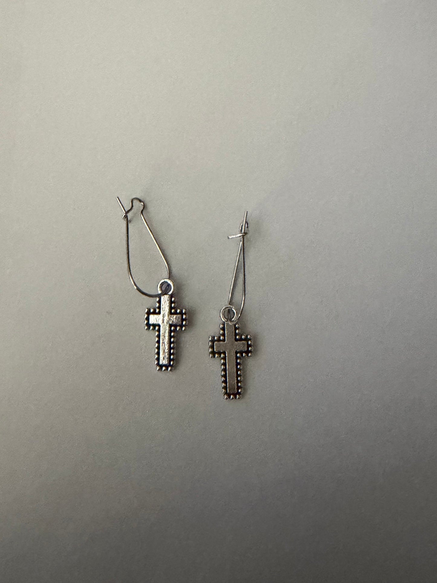 Silver Colored Cross Dangle Earrings