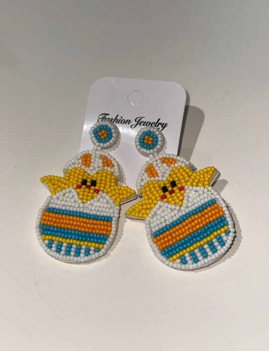 Beaded Chick Earrings