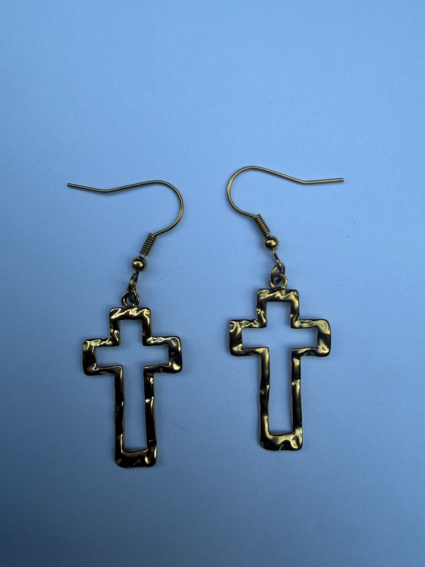 Gold Cross Dangle Earrings