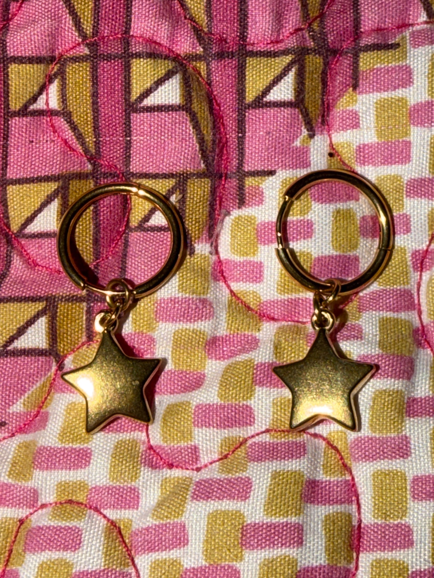 Gold Star Hoop Huggie Earrings