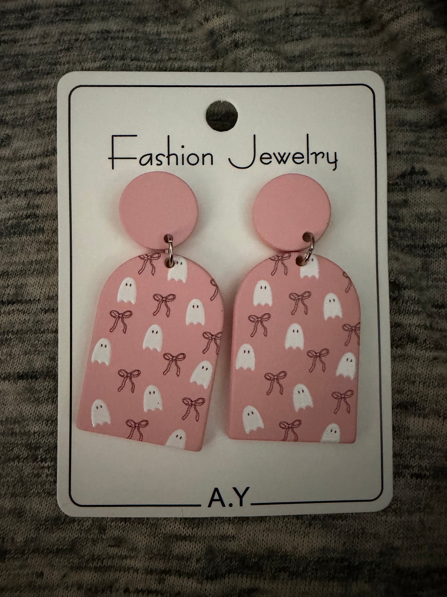 Pink Ghosts & Bow Earrings