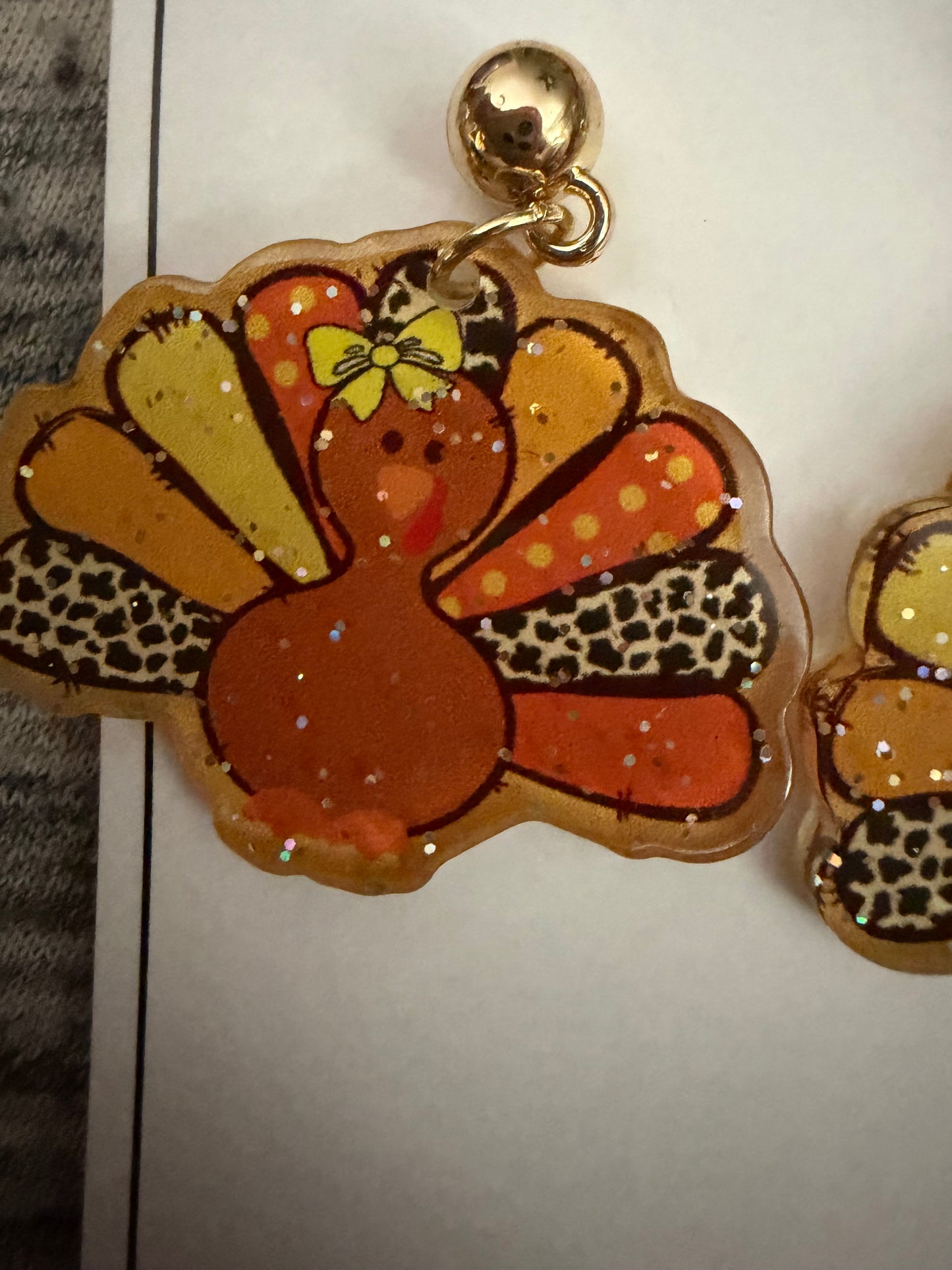 Glitter Turkey Earrings
