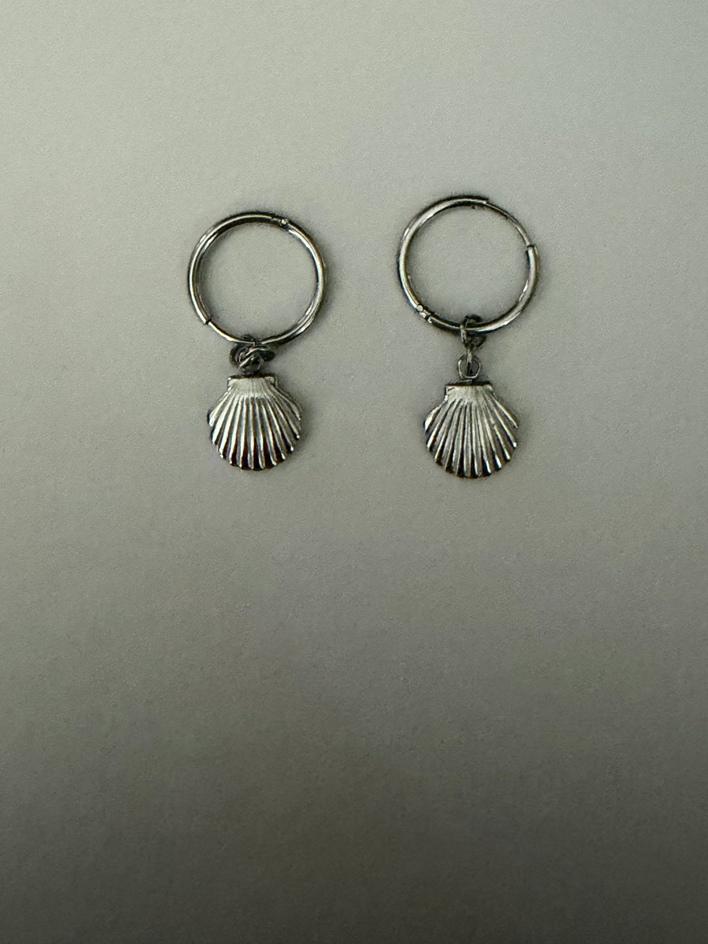 Silver Colored Seashell Huggie Earrings