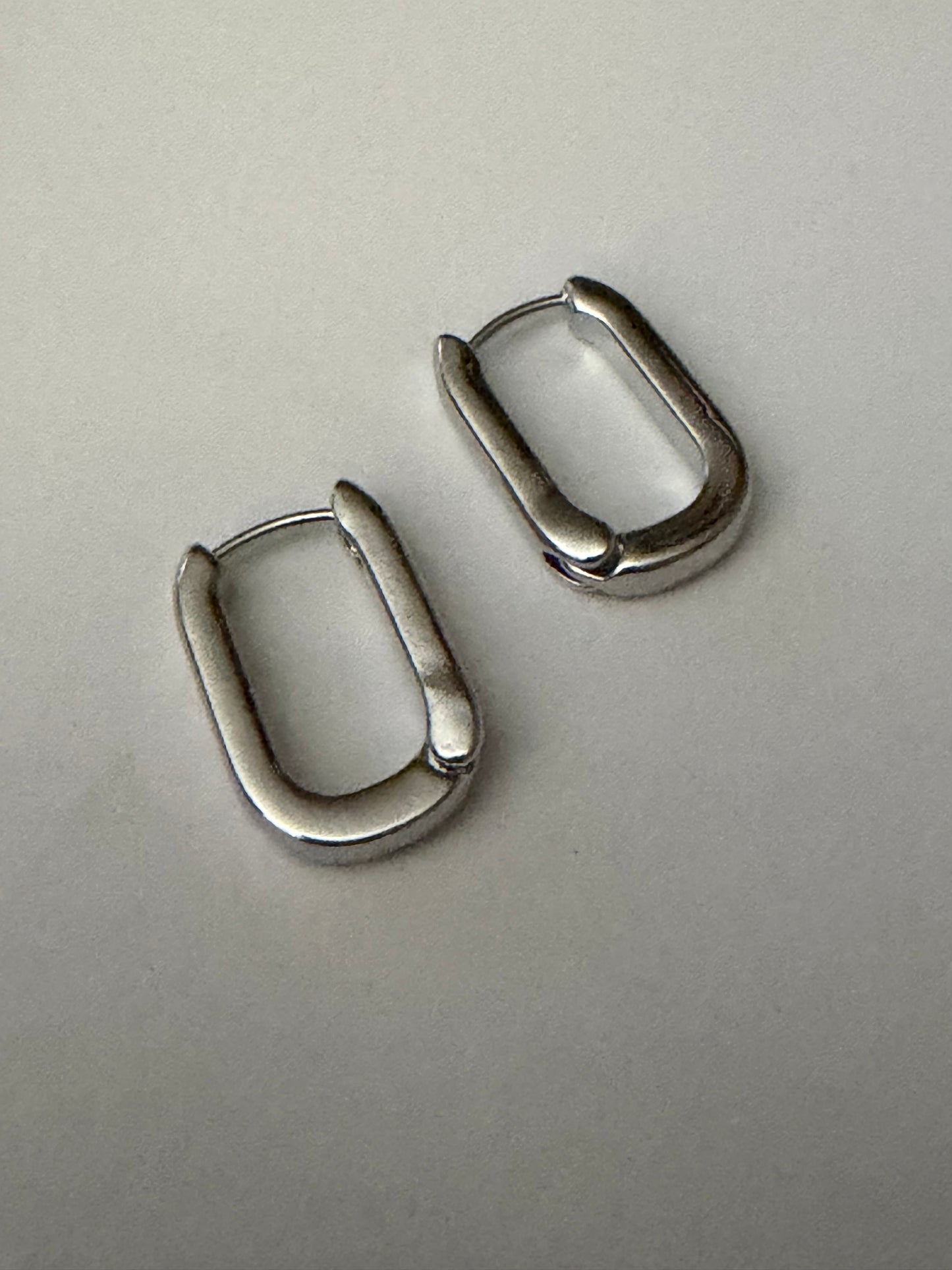 Silver Rectangular Hoop Earrings