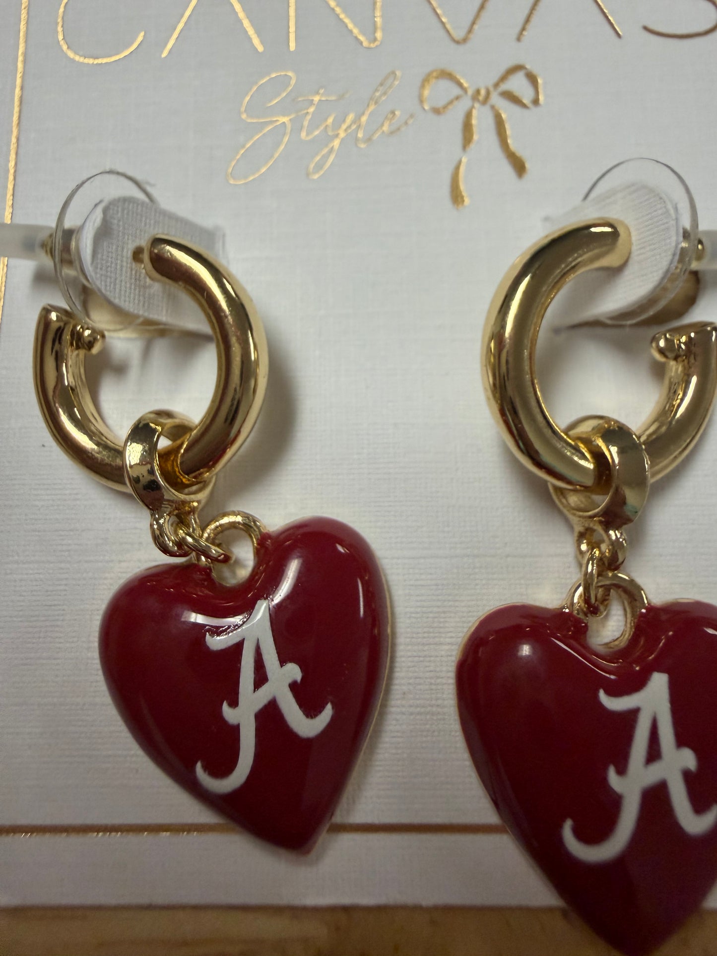 Alabama Script A Heart Huggie Earrings