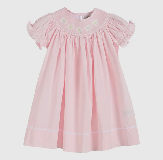 Light Pink Daisy Smocked Bishop Dress
