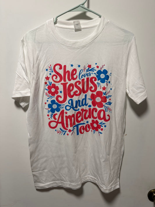 She Loves Jesus and America Too T-Shirt