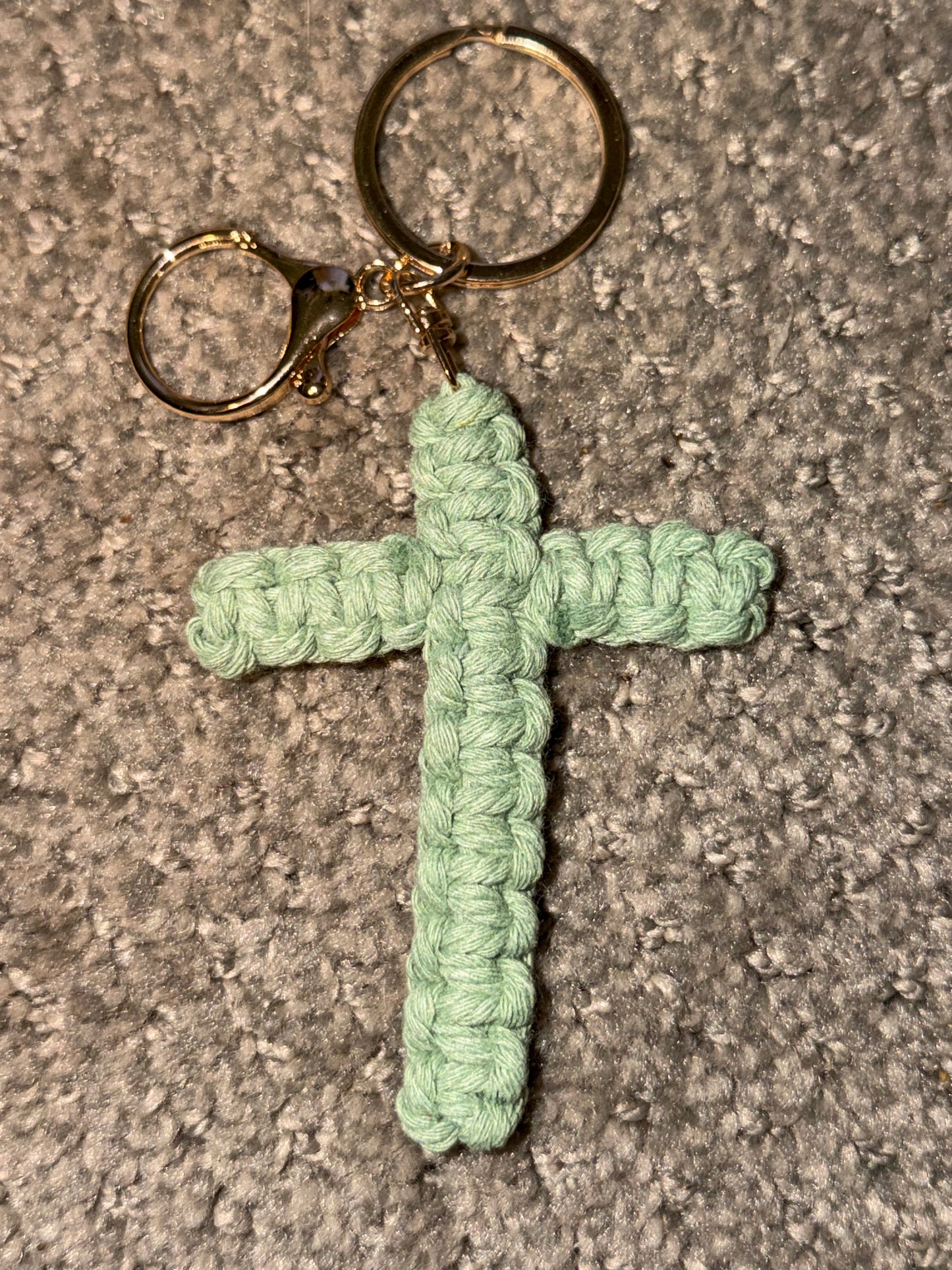 Sage Green Cross Keychain