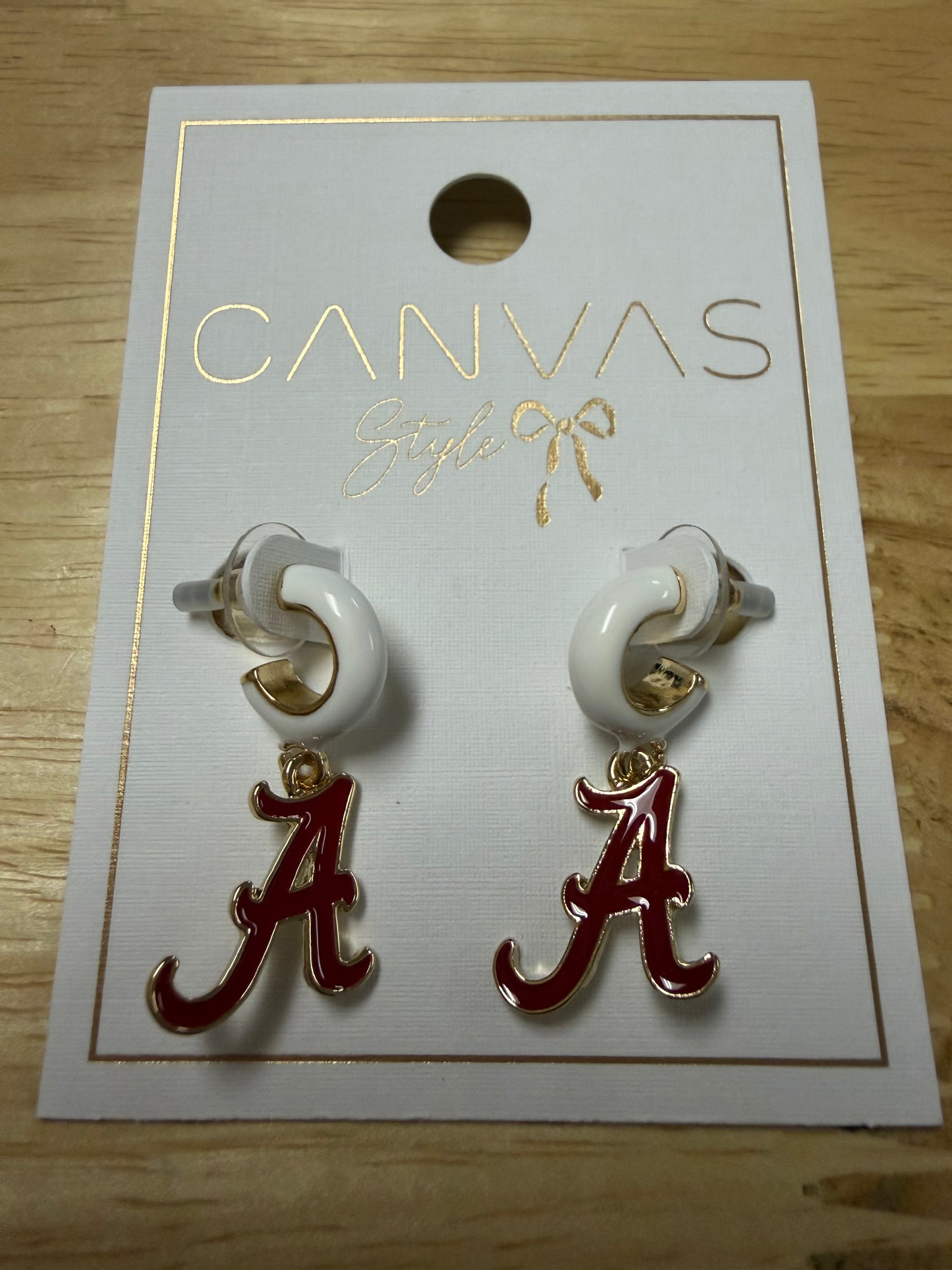 Alabama Crimson Tide Enamel Logo Huggie Hoop Earrings