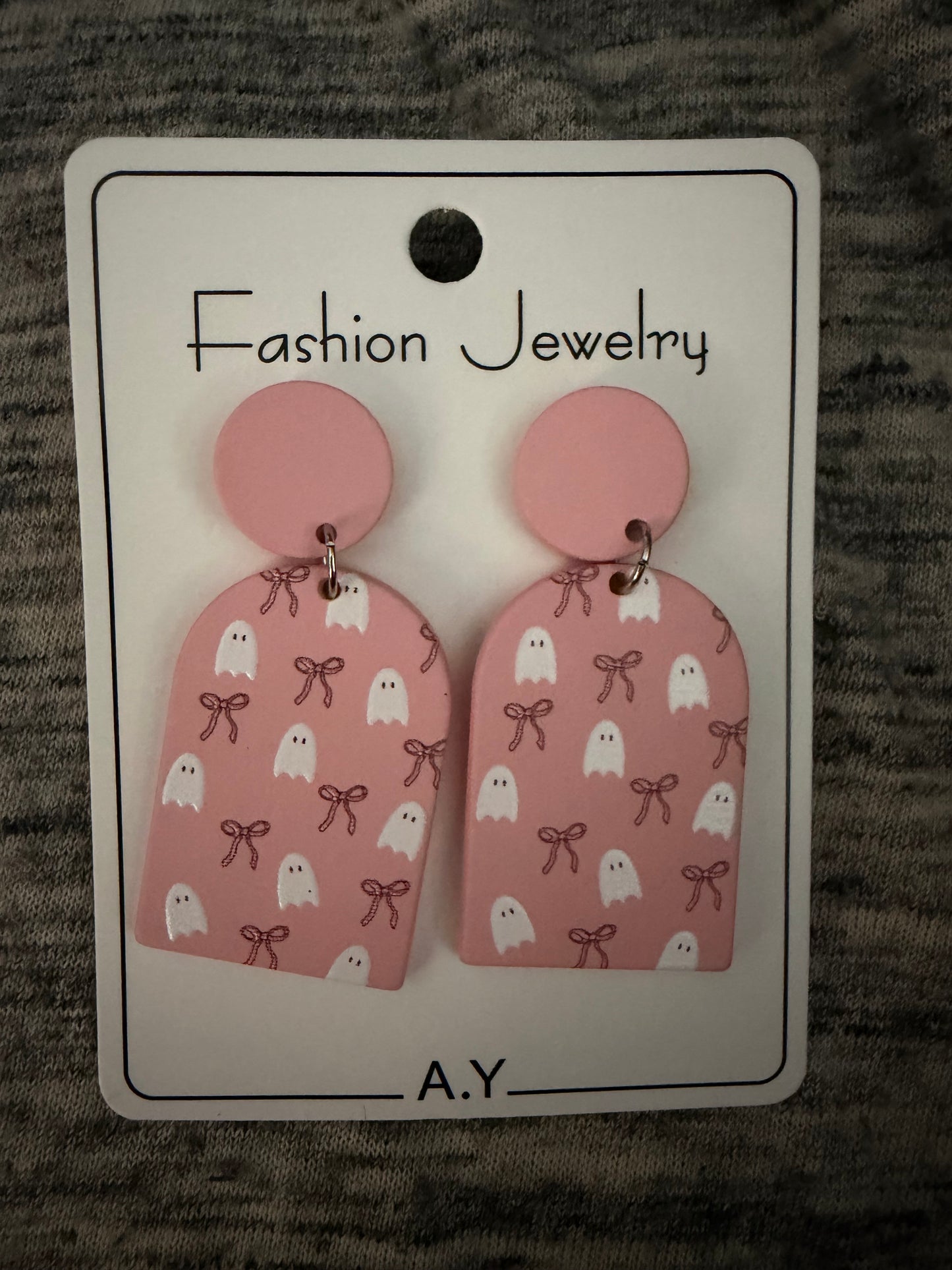 Pink Ghosts & Bow Earrings