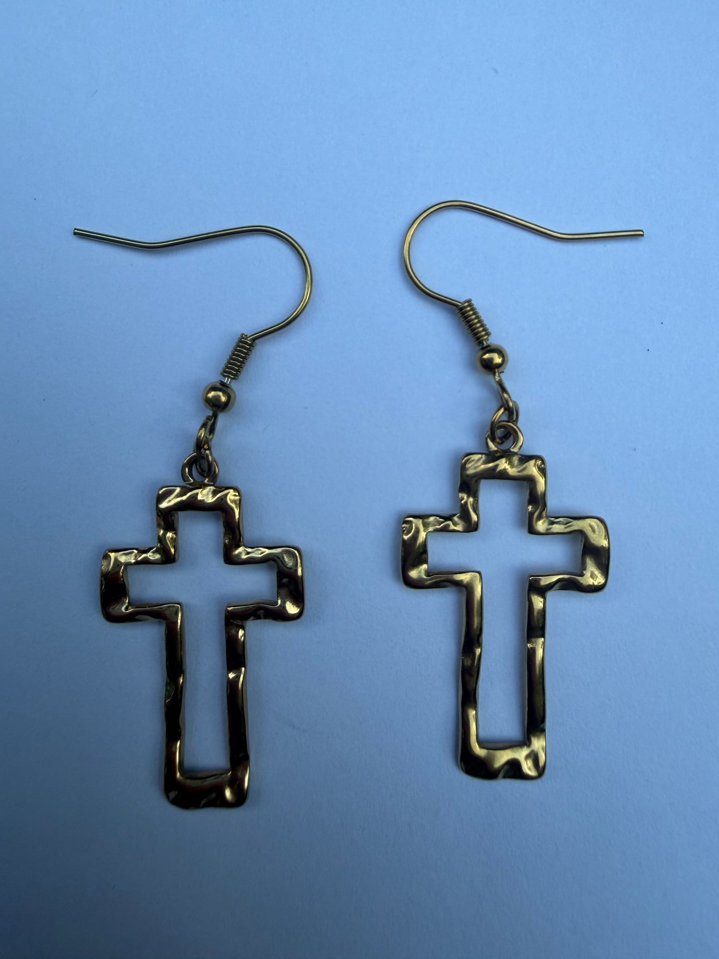 Gold Cross Dangle Earrings