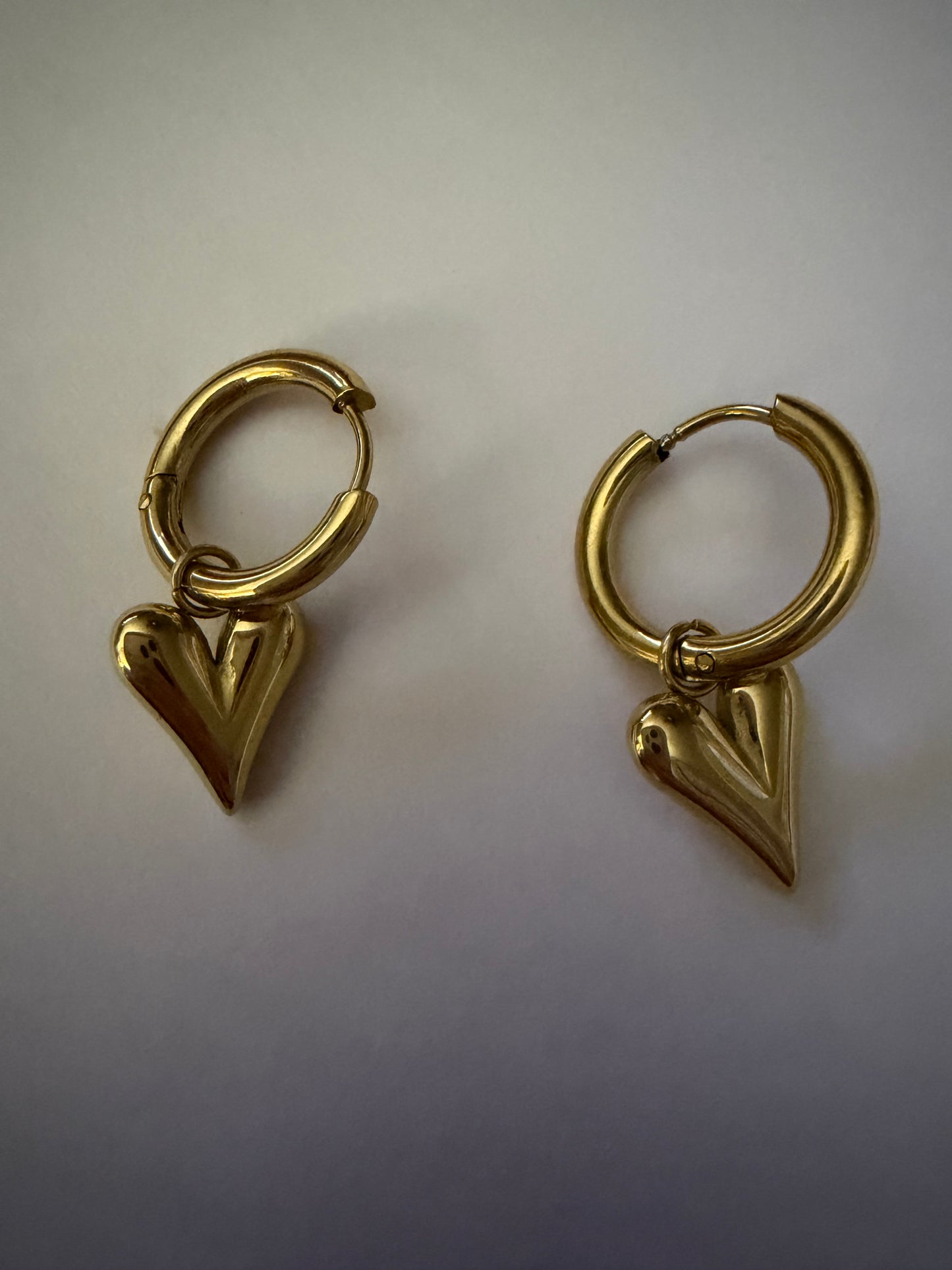 Gold Color Heart Huggie Earrings