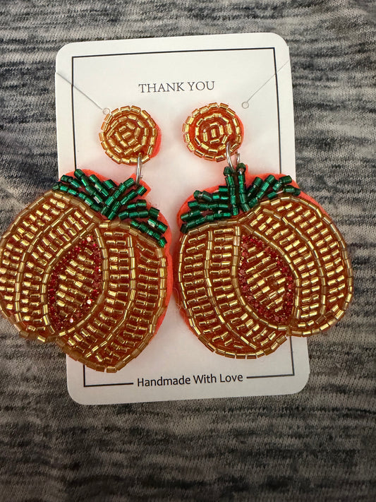 Beaded Pumpkin Earrings