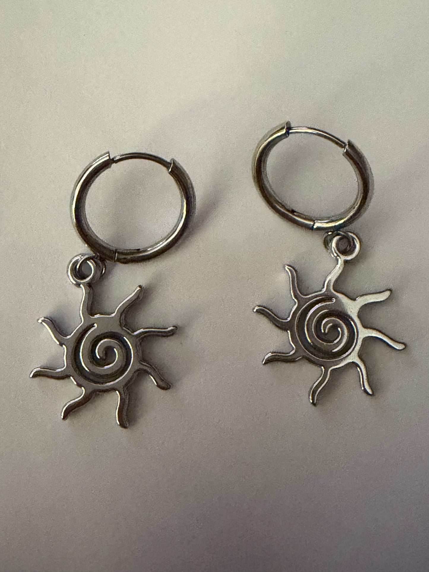 Silver Sun Huggie Earrings