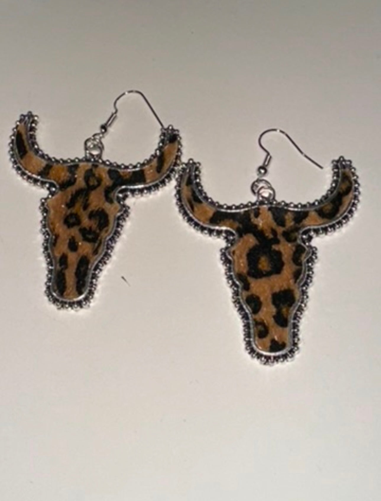 Leopard Print Bull Earrings