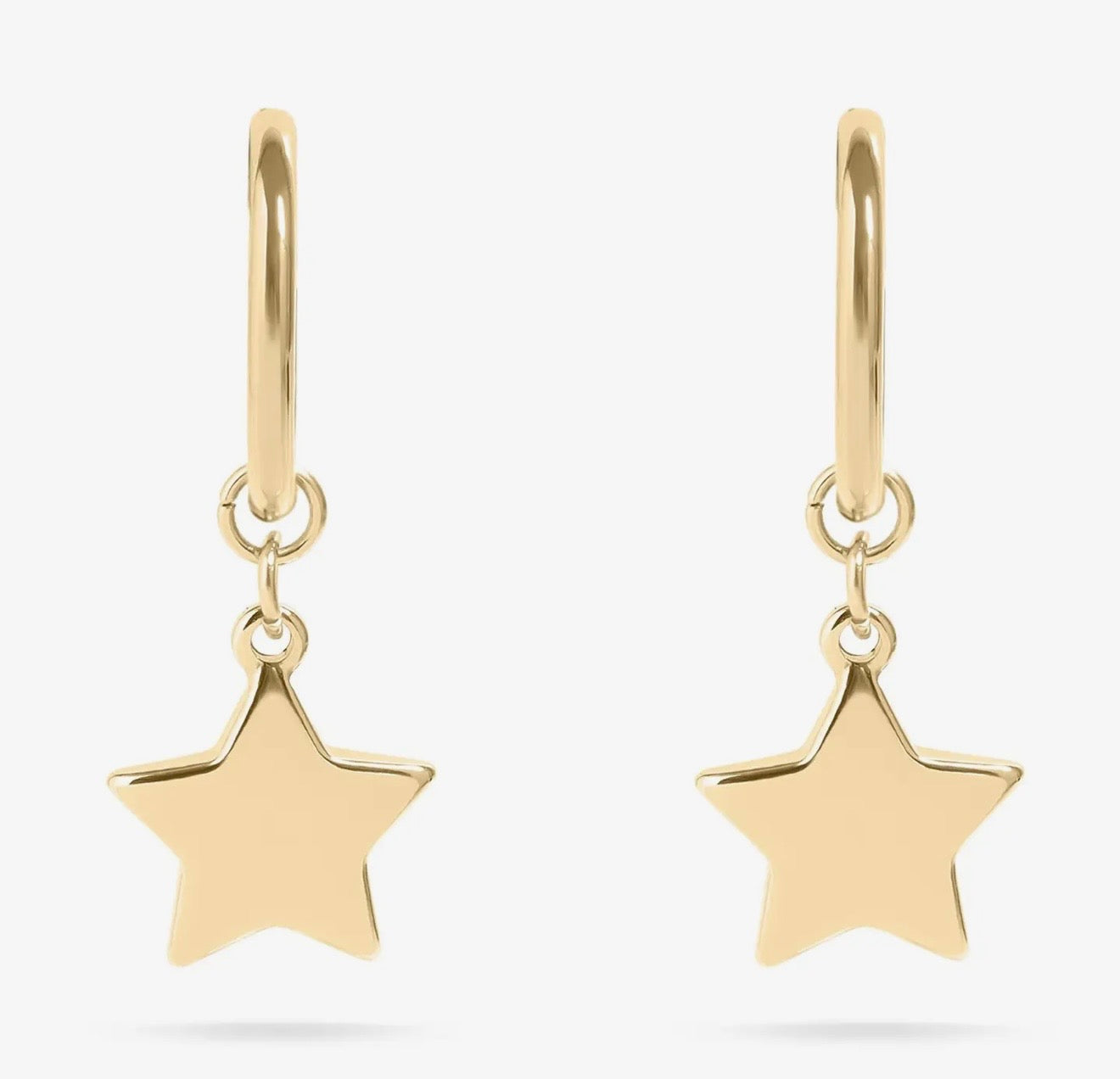 Gold Star Hoop Huggie Earrings