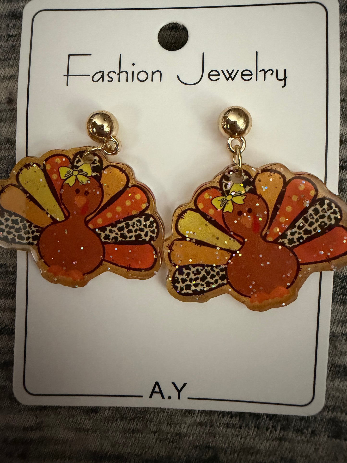 Glitter Turkey Earrings