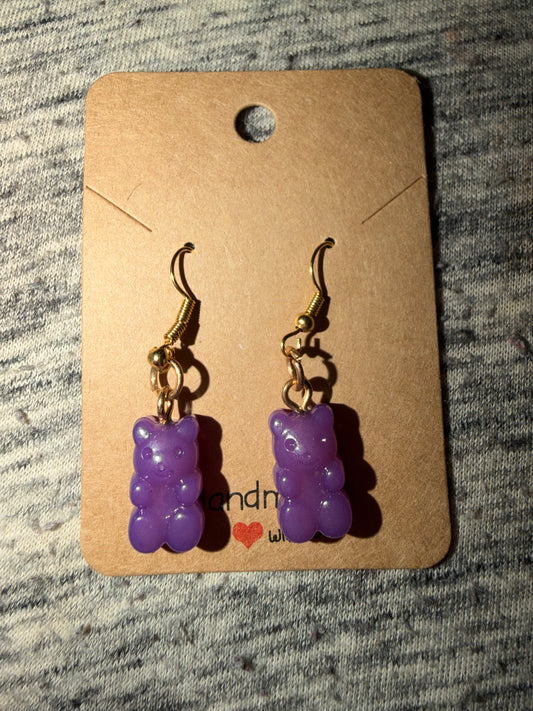 Purple Gummy Bear Earrings