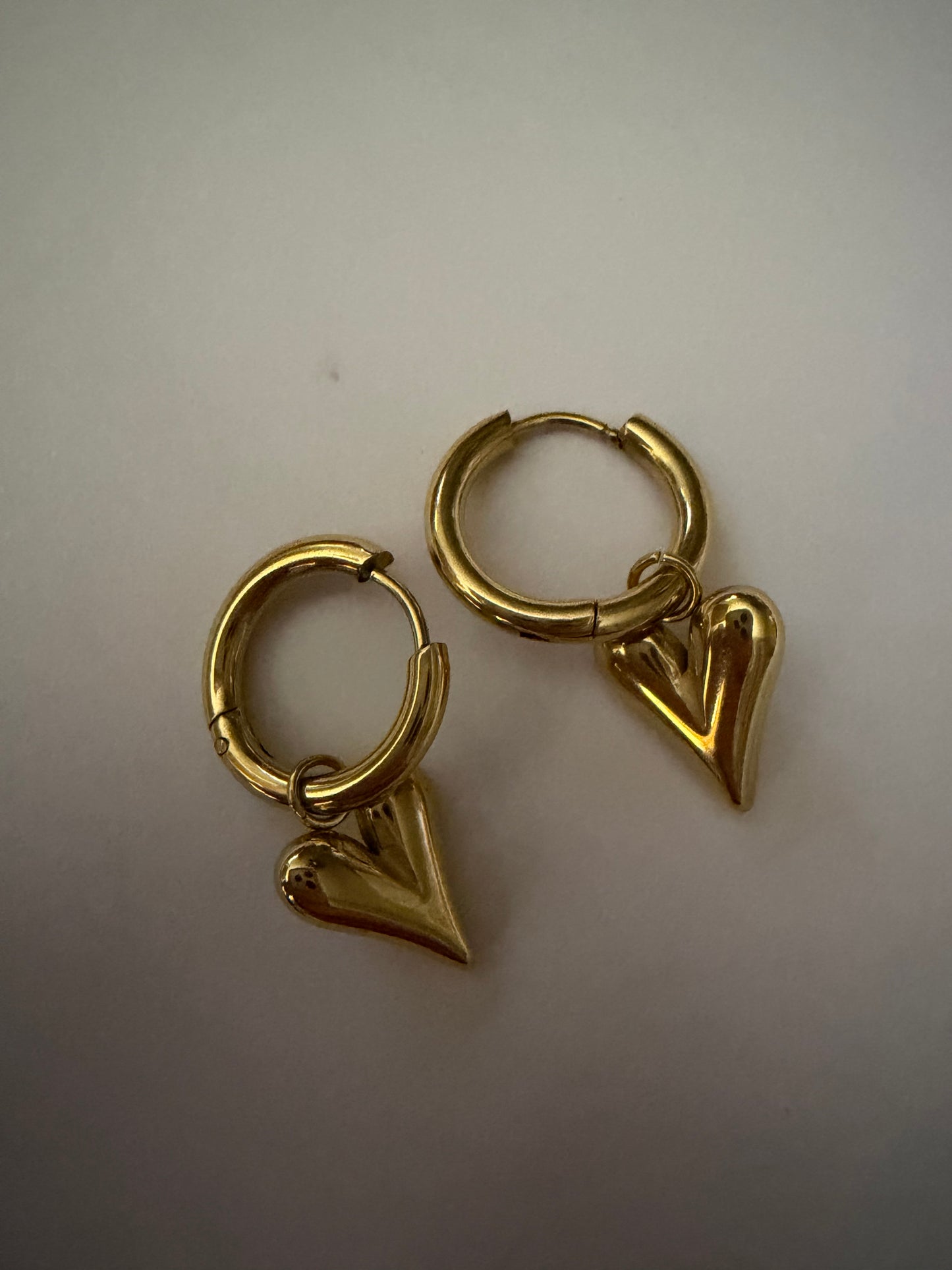 Gold Color Heart Huggie Earrings
