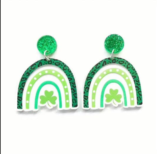Rainbow Three Leaf Clover Earrings