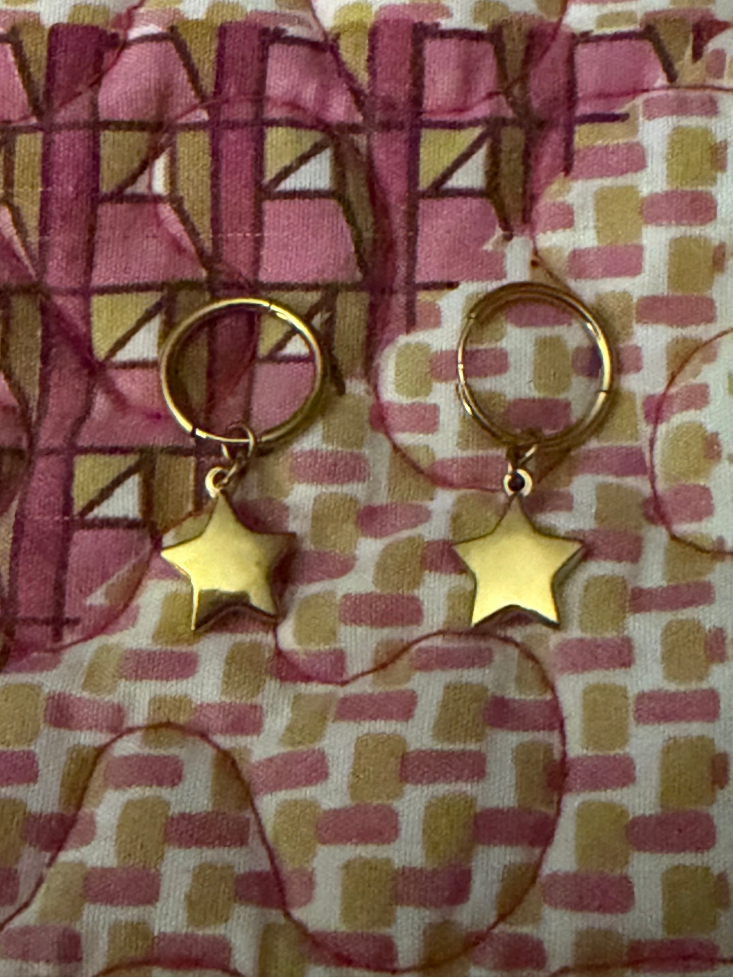 Gold Star Hoop Huggie Earrings