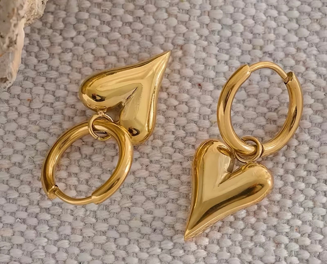 Gold Color Heart Huggie Earrings