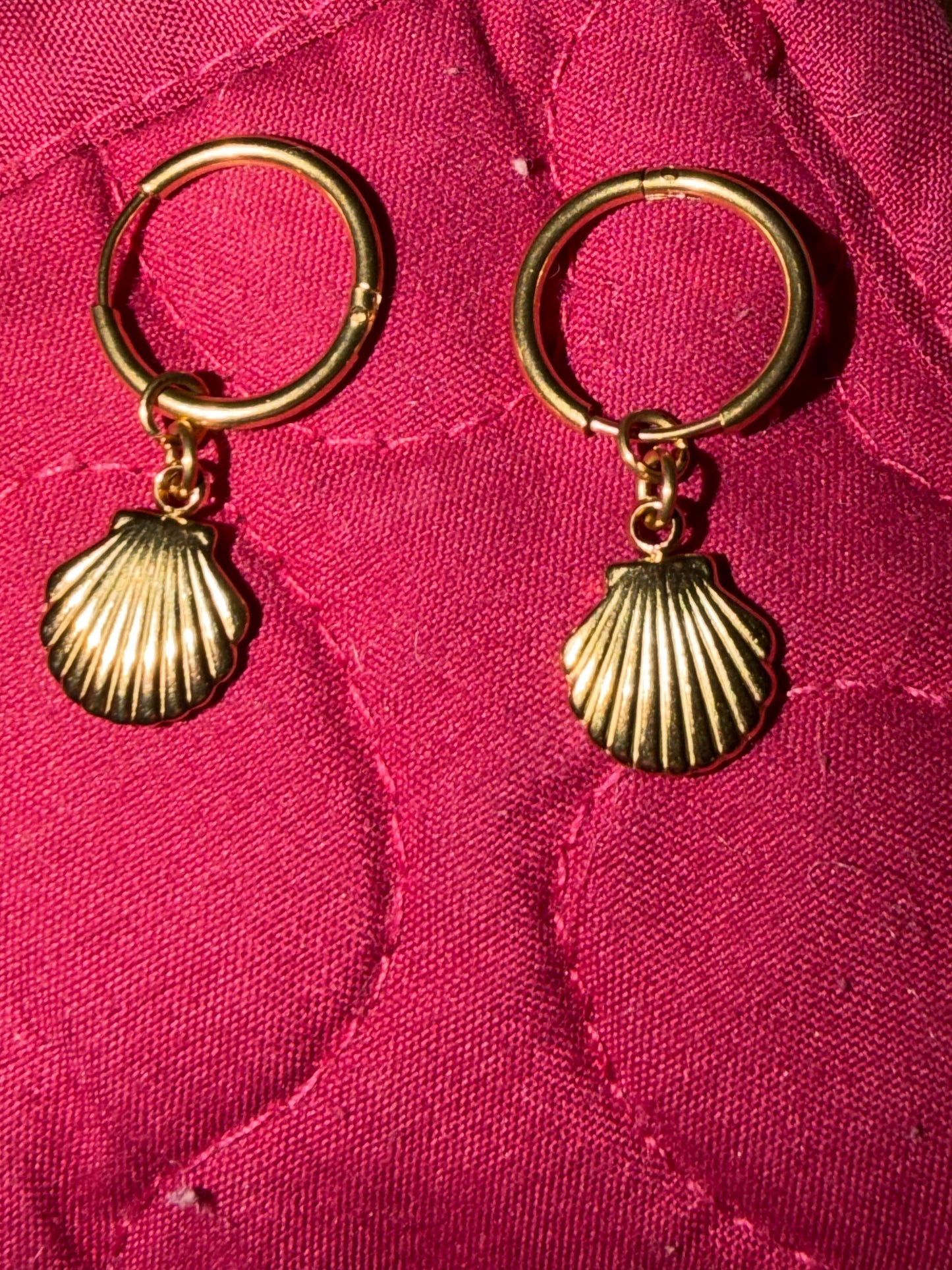 Seashell Gold Huggie Earrings