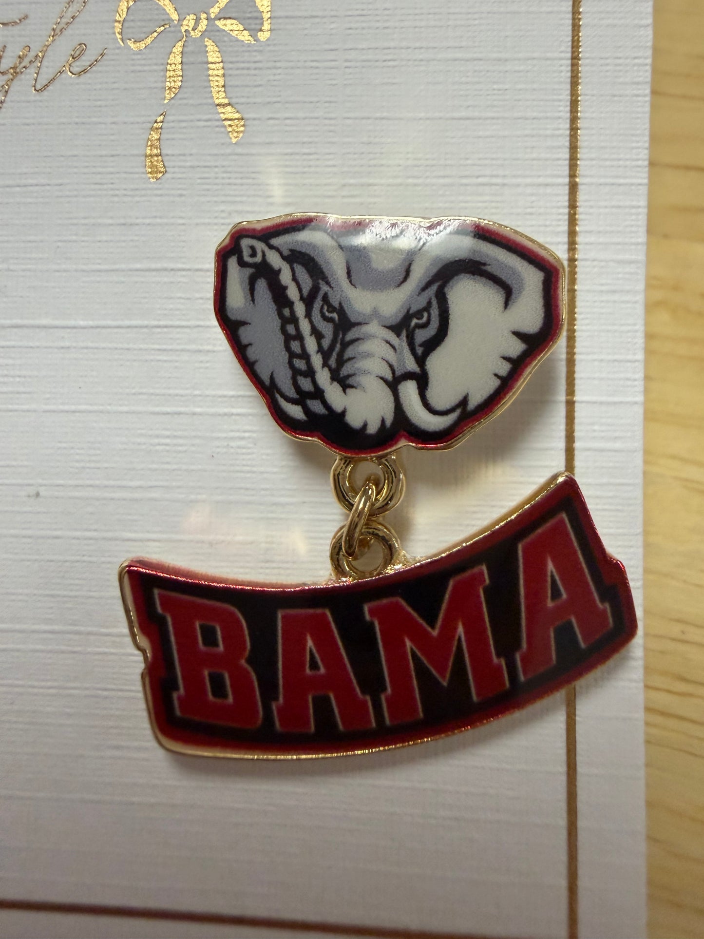 Alabama Bama Elephant Dangle Earrings