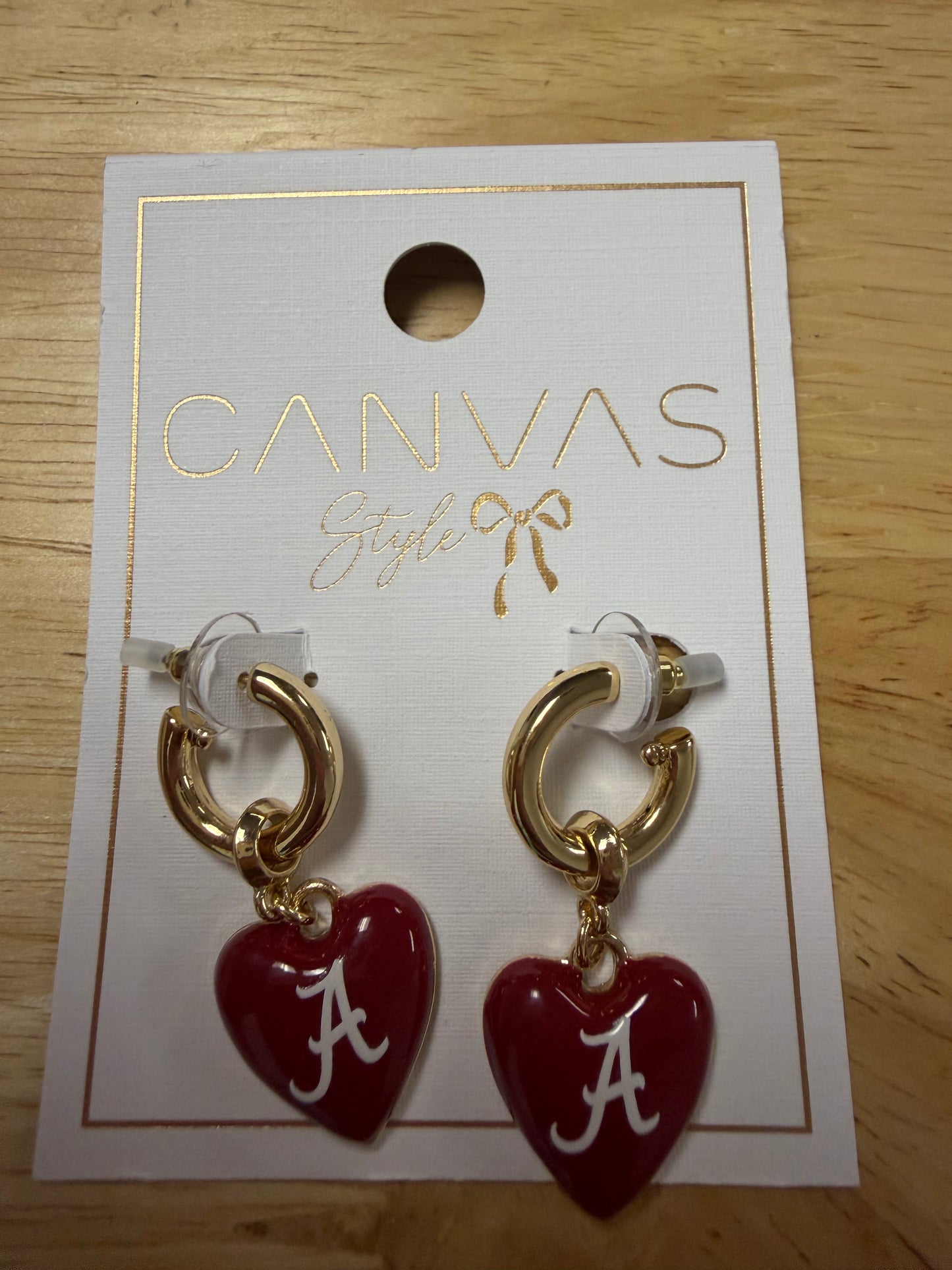 Alabama Script A Heart Huggie Earrings