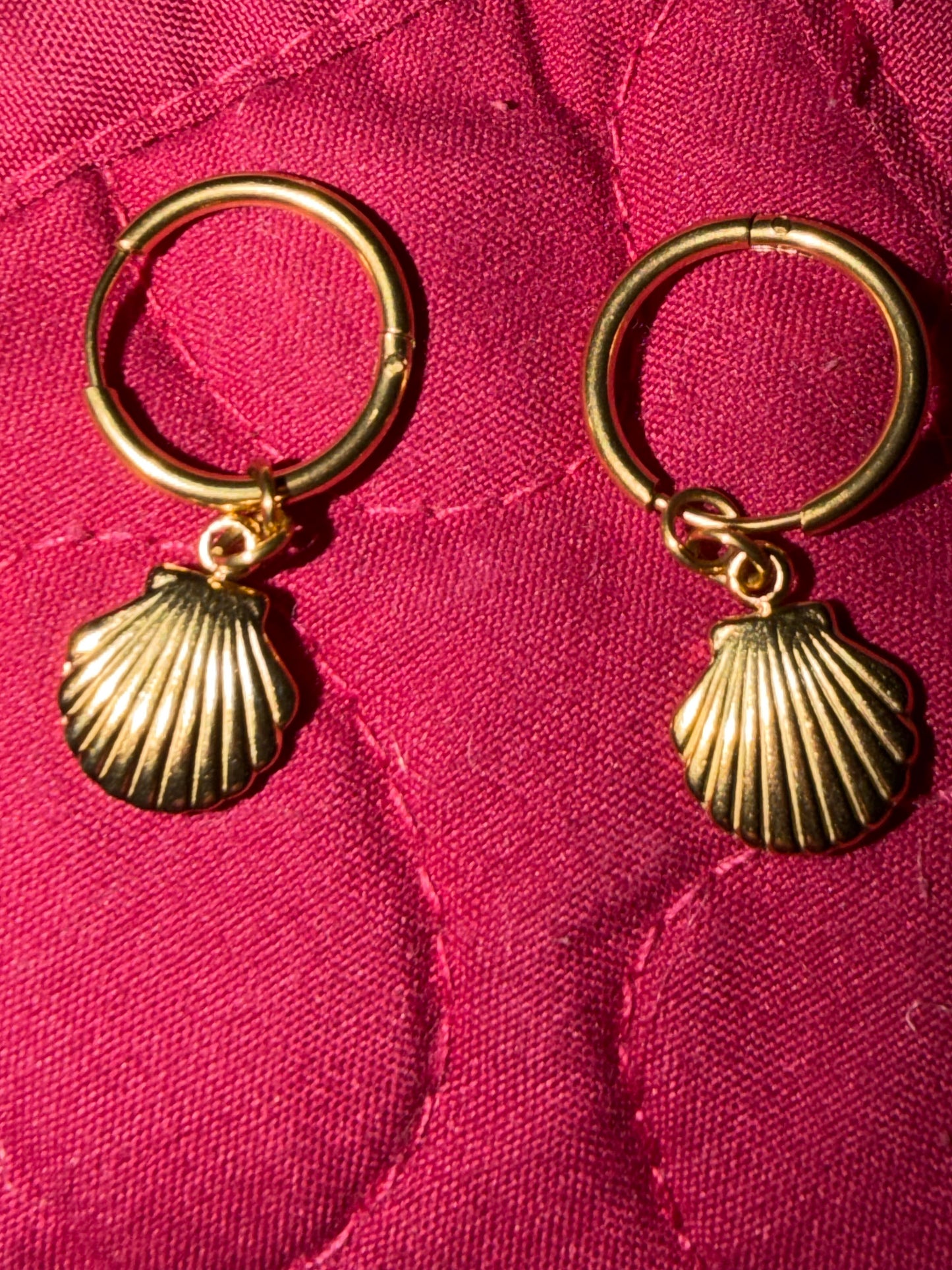 Seashell Gold Huggie Earrings