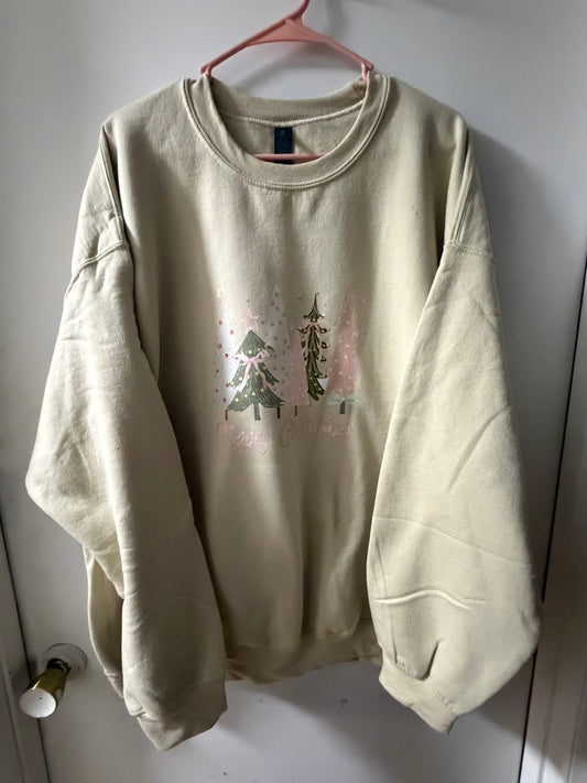Tan Merry Christmas Tree Sweatshirt