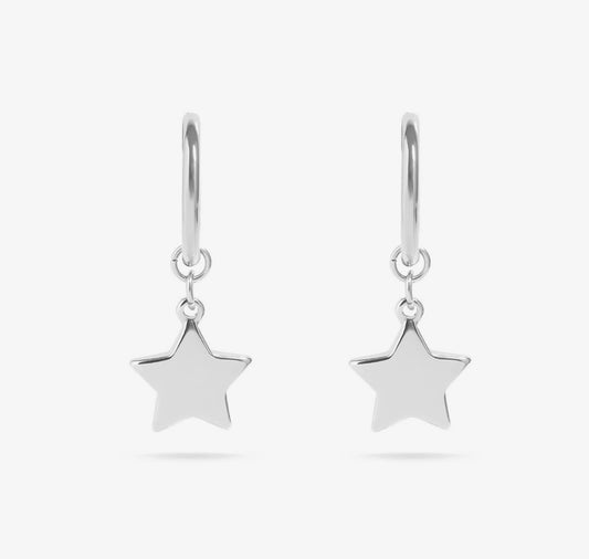 Silver Star Hoop Huggie Earrings