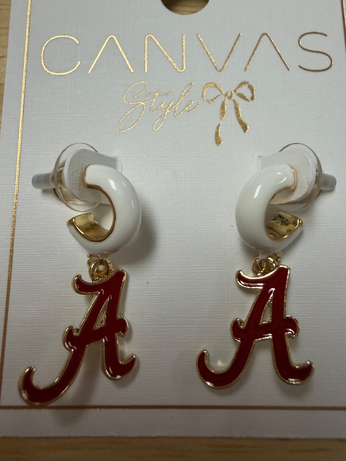 Alabama Crimson Tide Enamel Logo Huggie Hoop Earrings