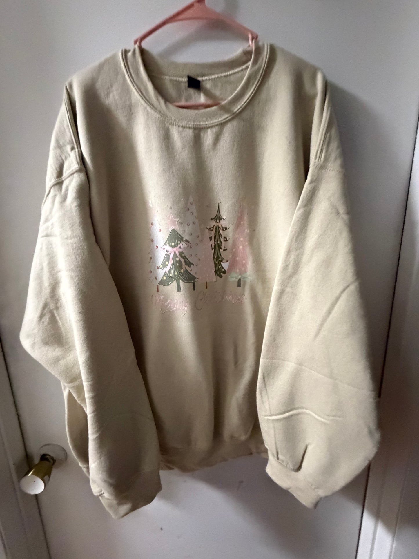 Tan Merry Christmas Tree Sweatshirt