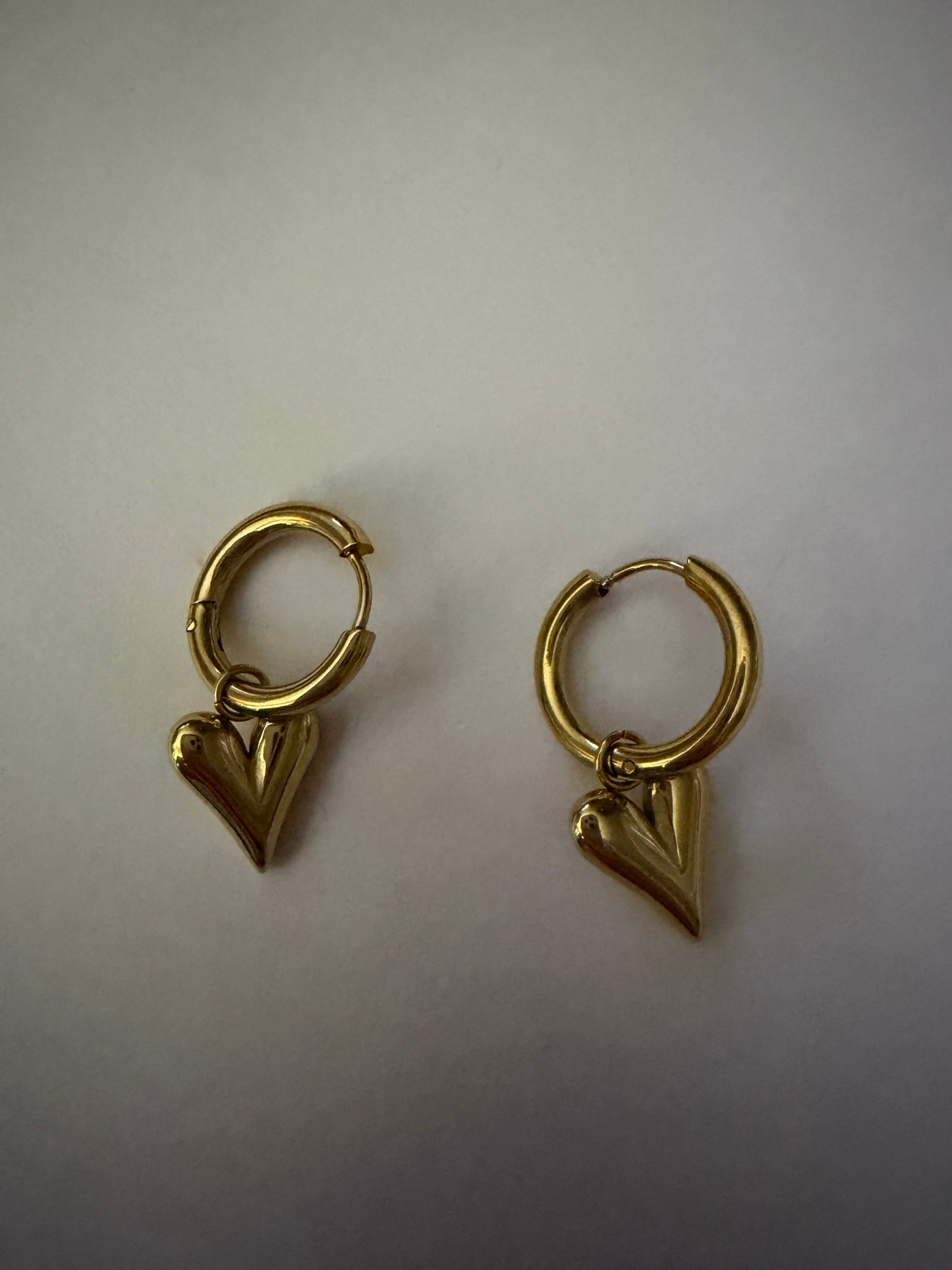 Gold Color Heart Huggie Earrings