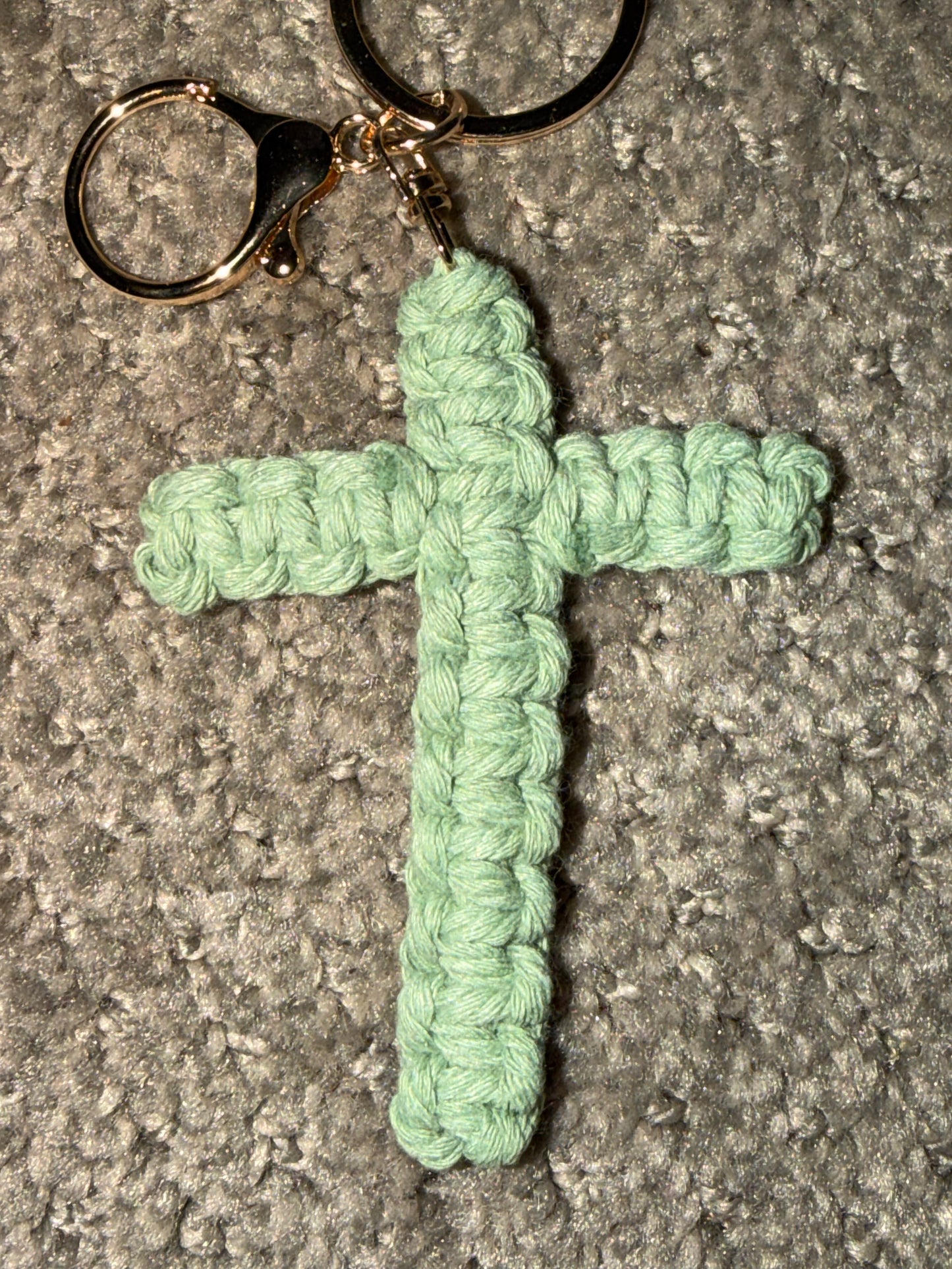 Sage Green Cross Keychain