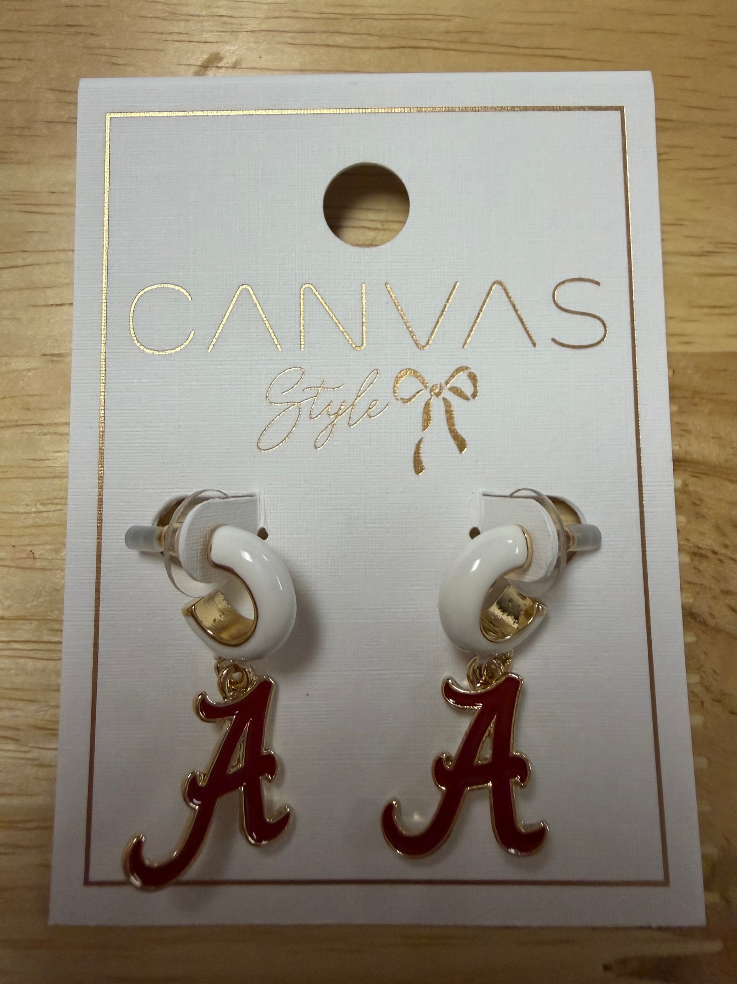 Alabama Crimson Tide Enamel Logo Huggie Hoop Earrings