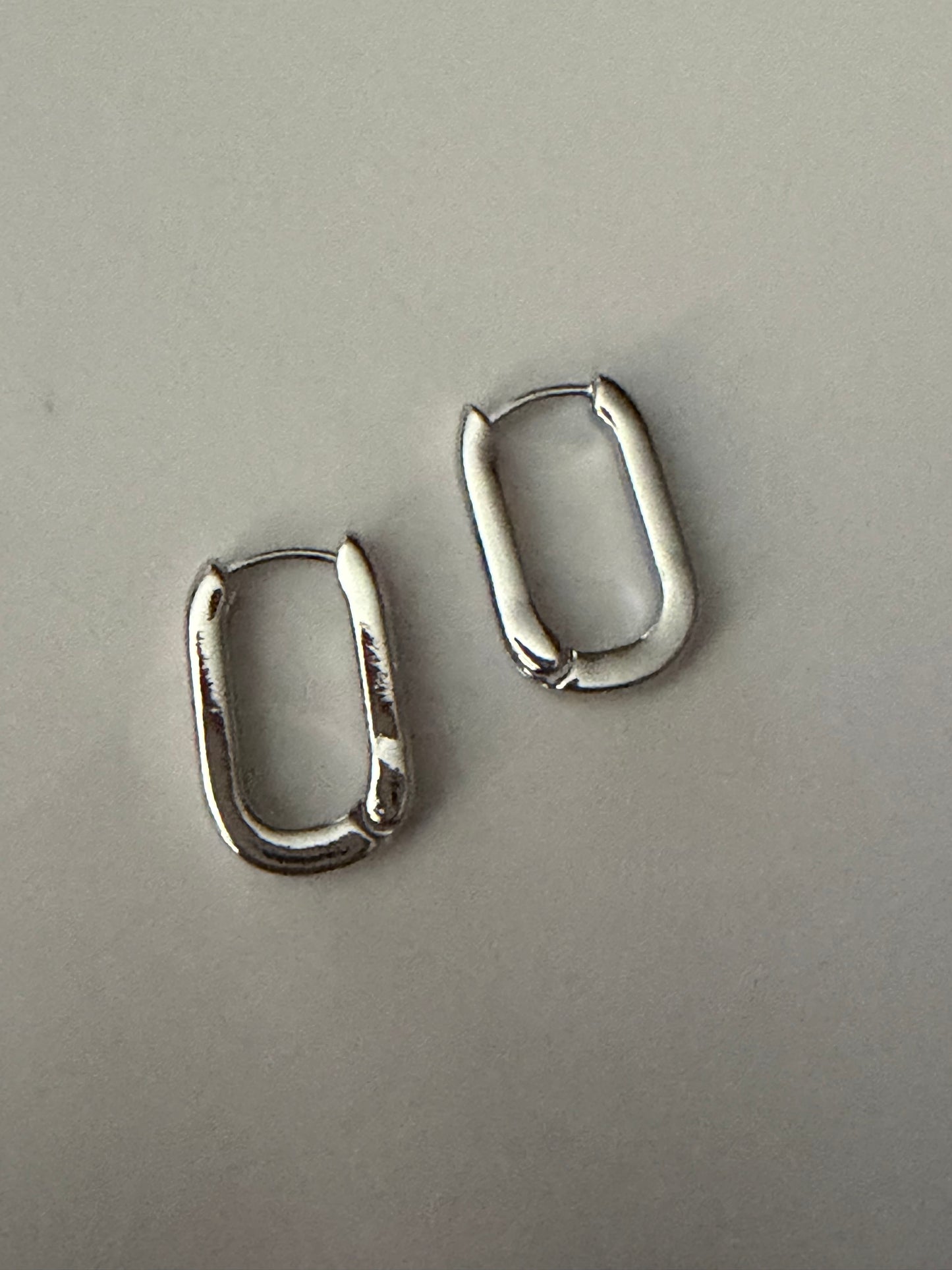 Silver Rectangular Hoop Earrings