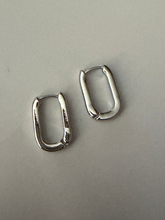 Silver Rectangular Hoop Earrings