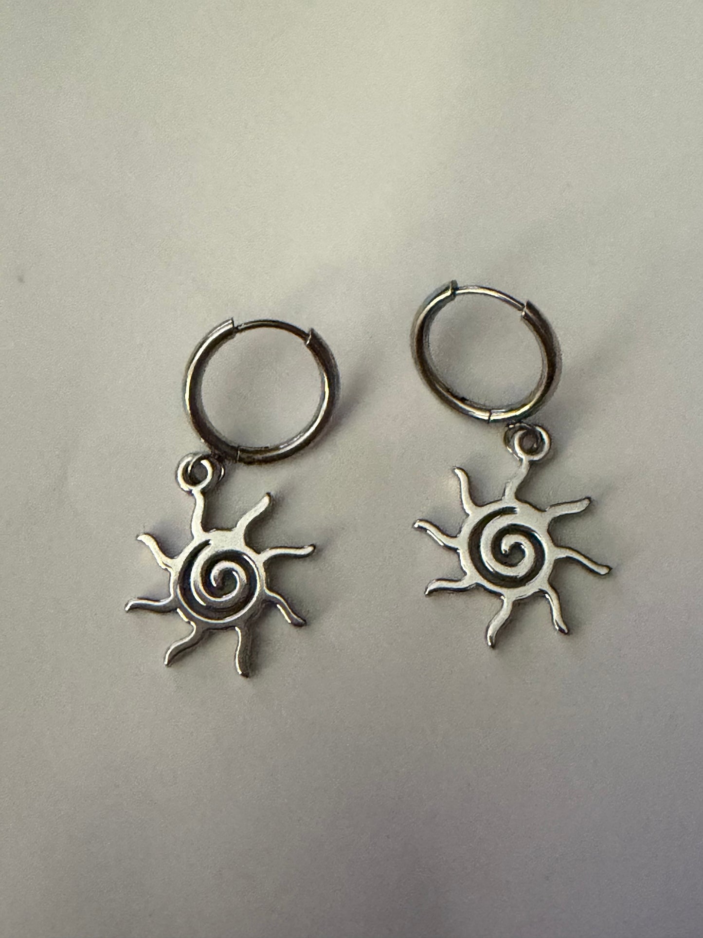 Silver Sun Huggie Earrings