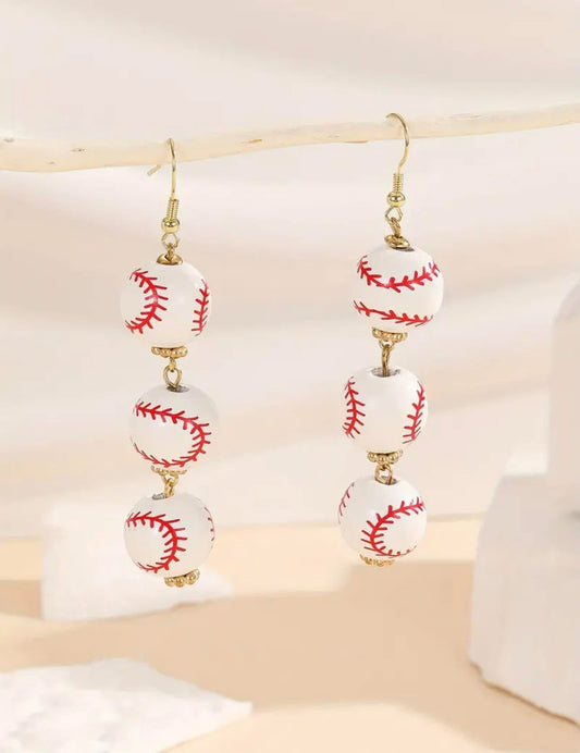 Baseball Triple Dangle Earrings