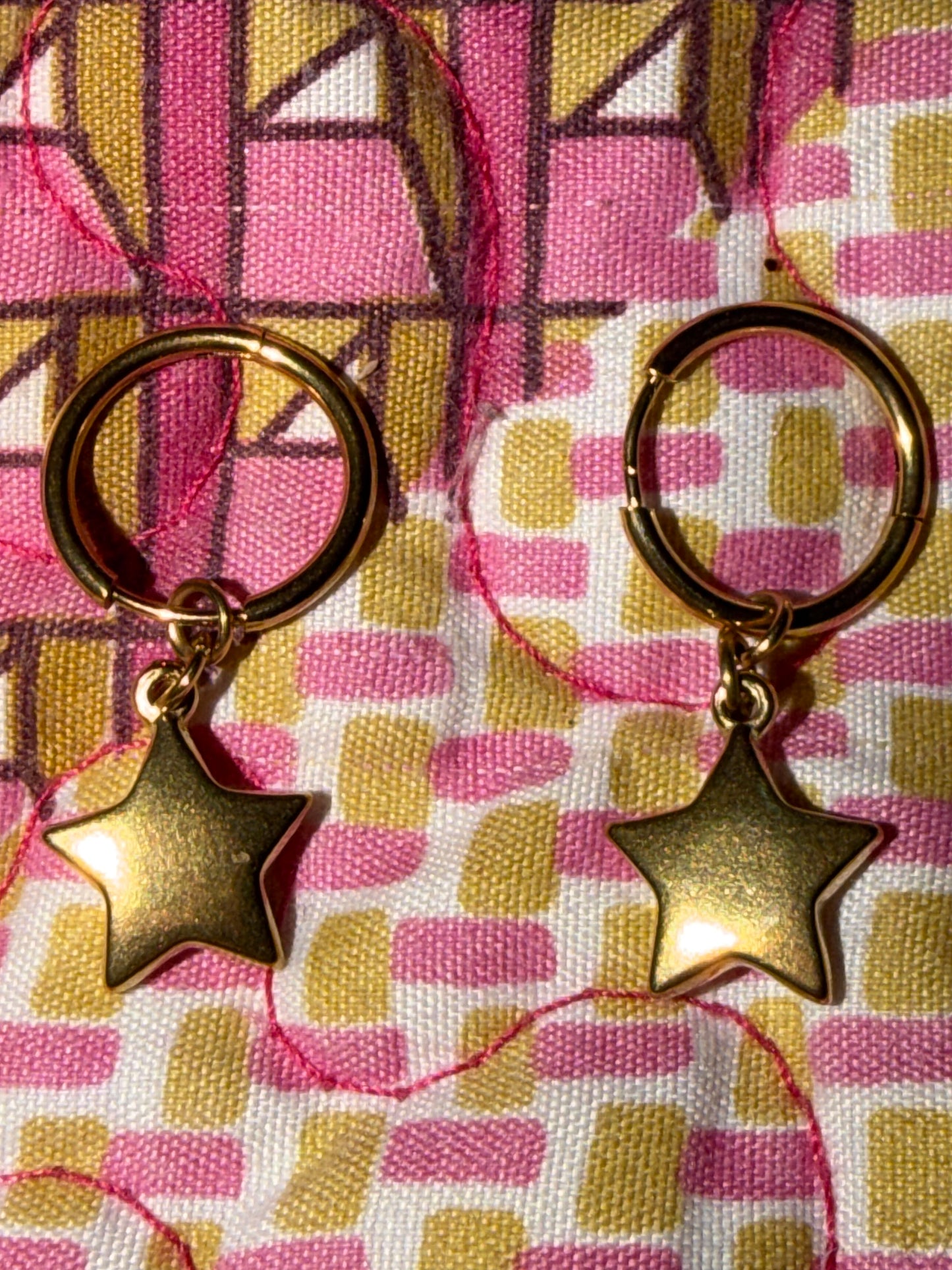 Gold Star Hoop Huggie Earrings