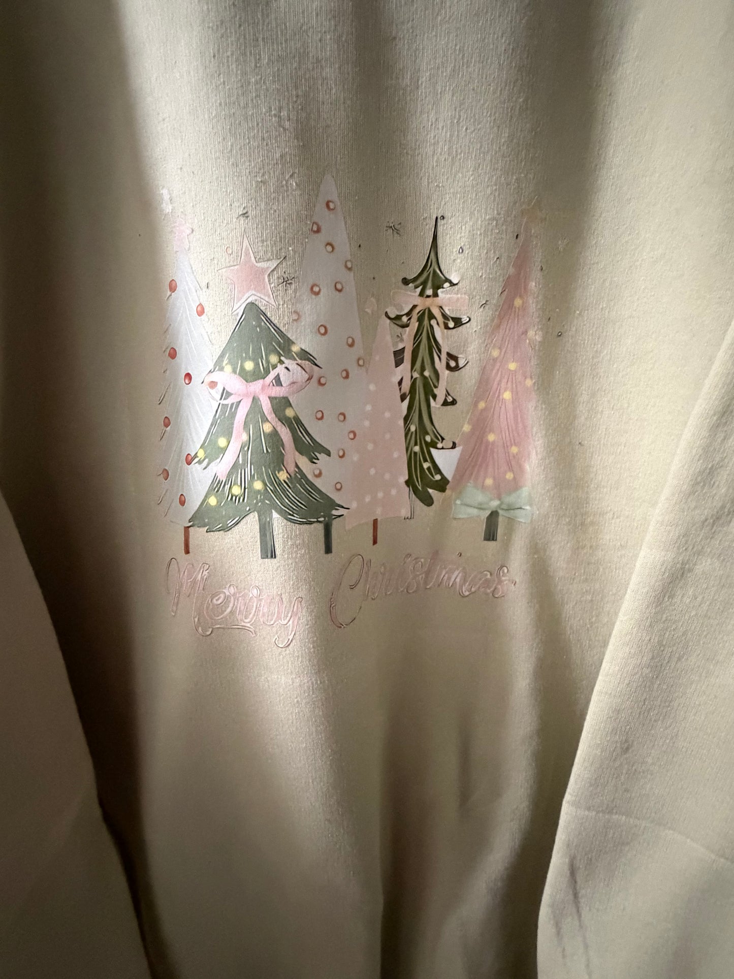Tan Merry Christmas Tree Sweatshirt