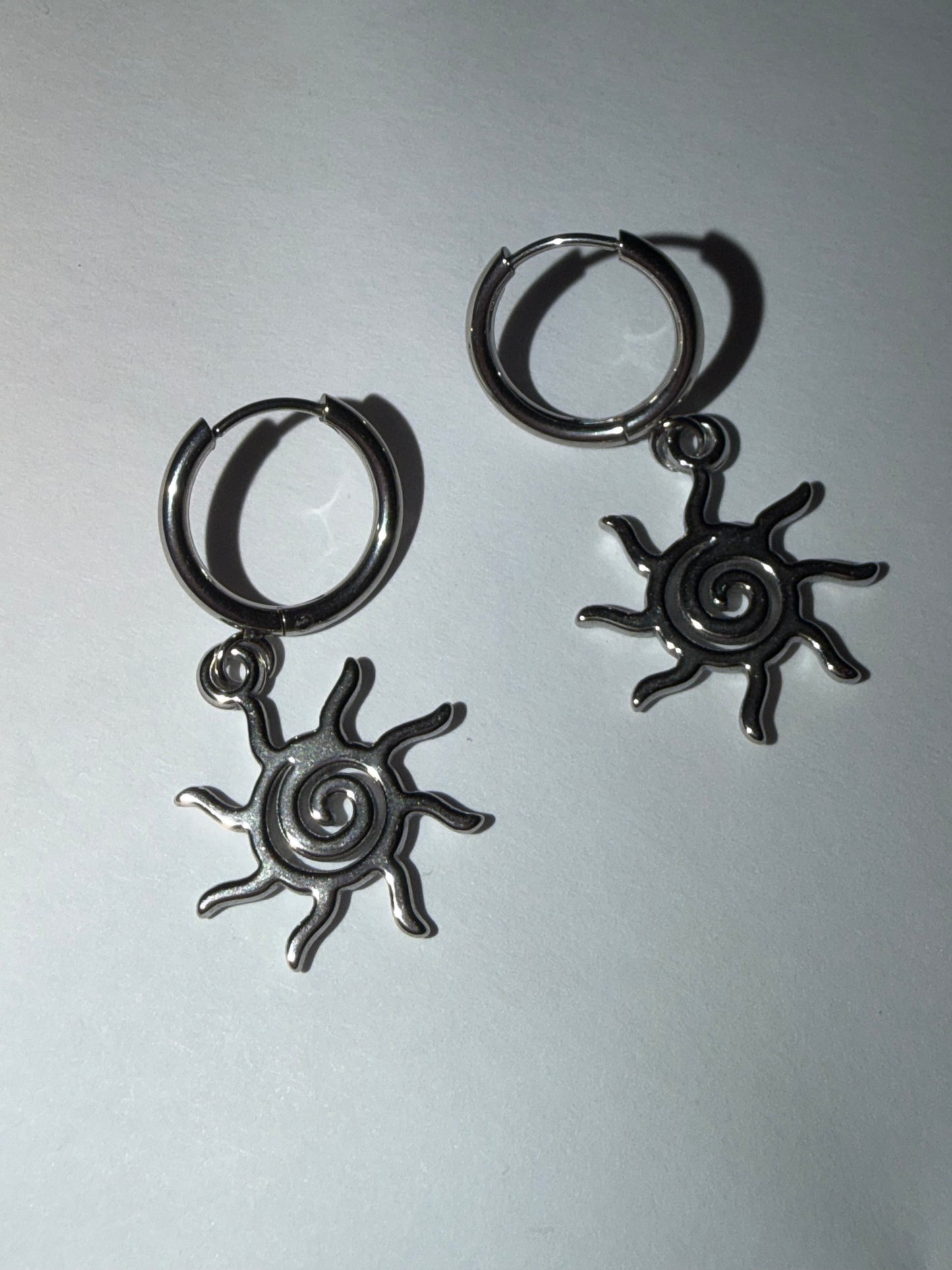 Silver Sun Huggie Earrings