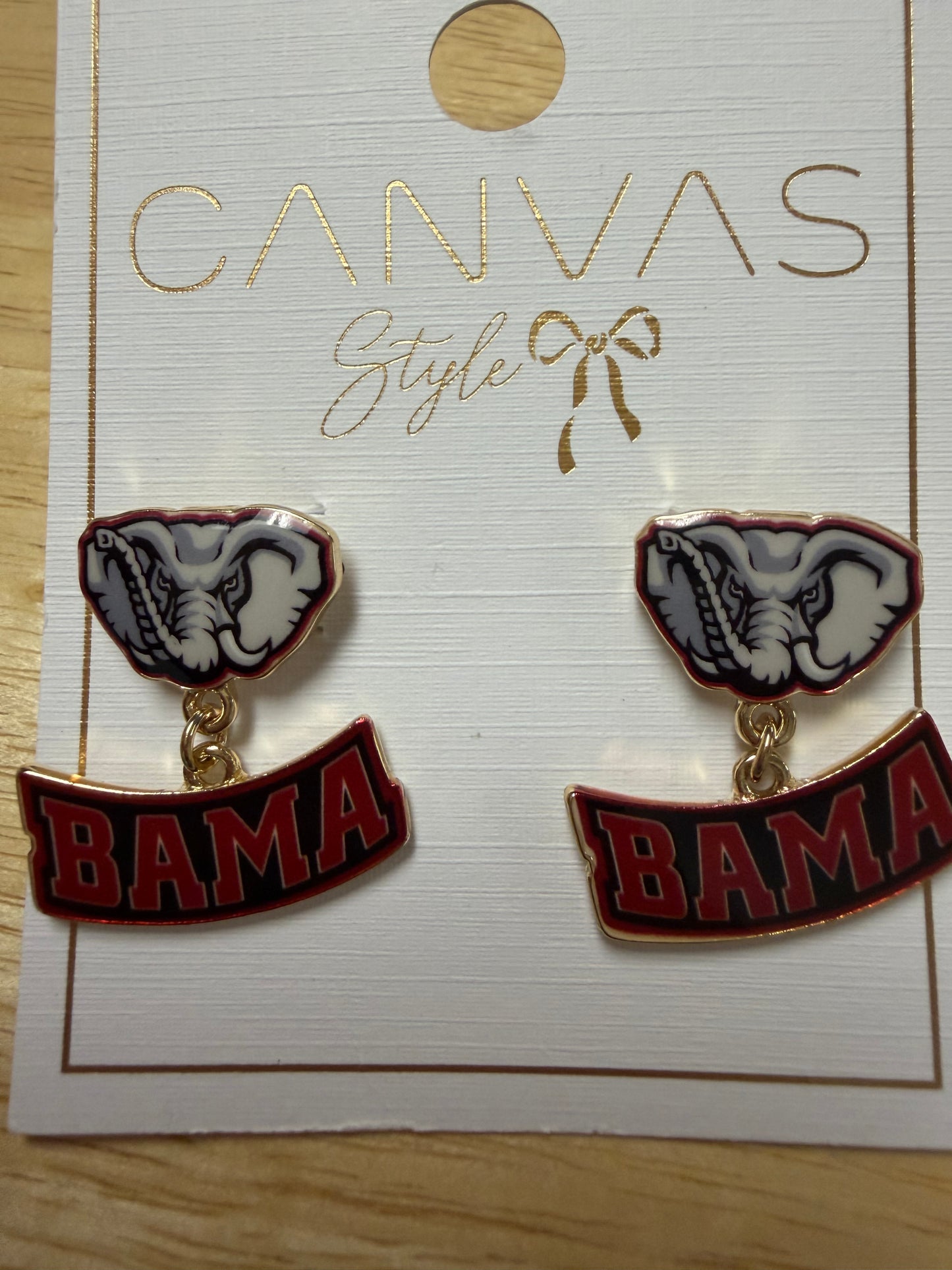 Alabama Bama Elephant Dangle Earrings