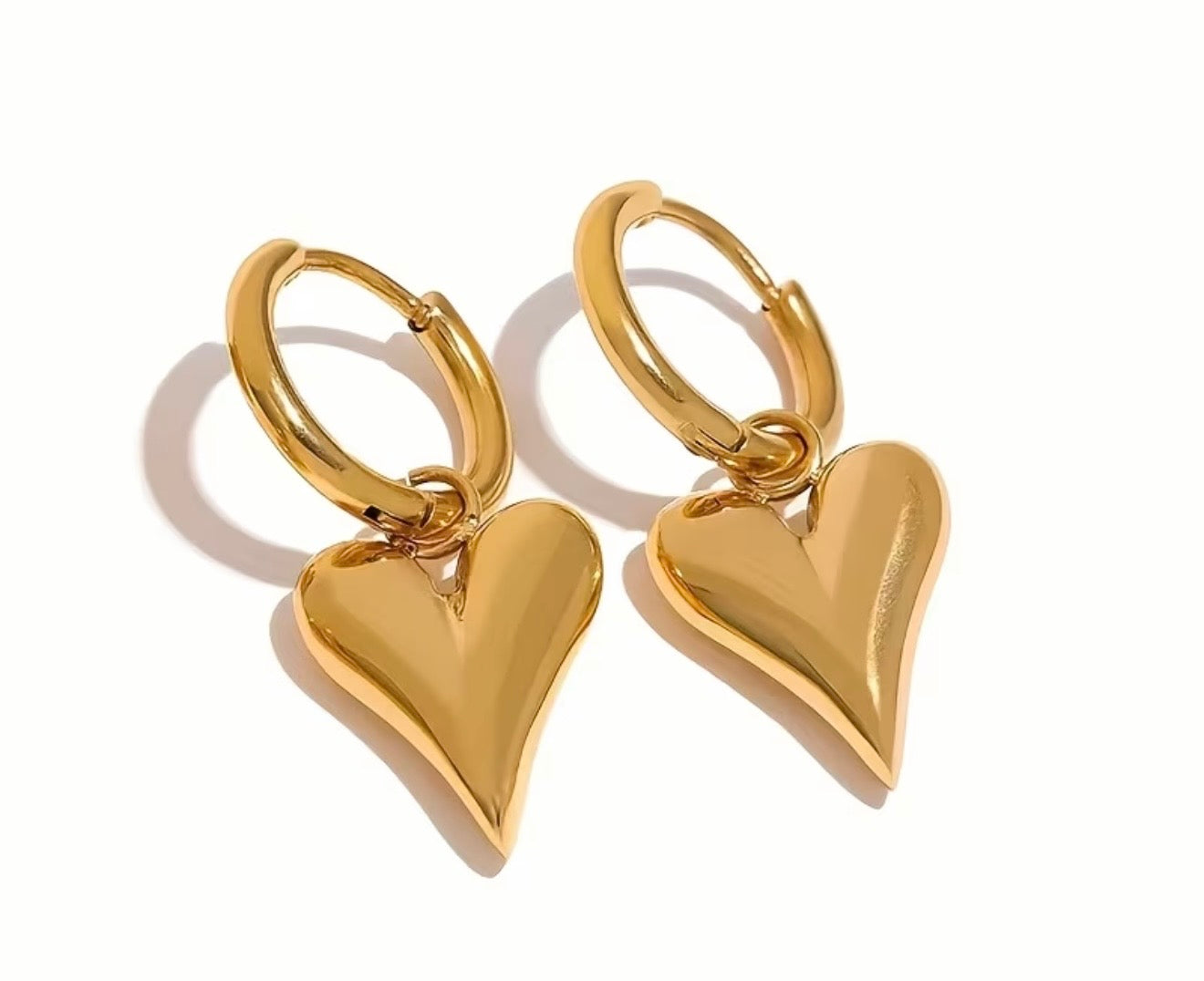 Gold Color Heart Huggie Earrings